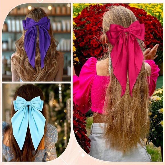 16 Pcs Satin Hair Bows Bulk Large Clips Women Gifts Accessories main image 5